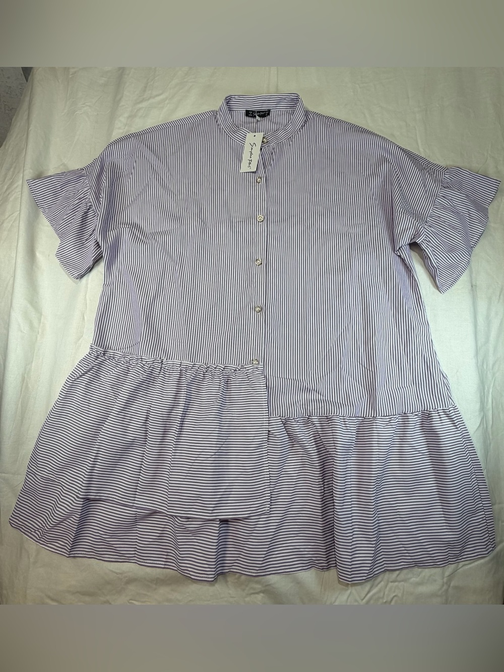 Simplee Plus NWT Purple and White Striped Blouse